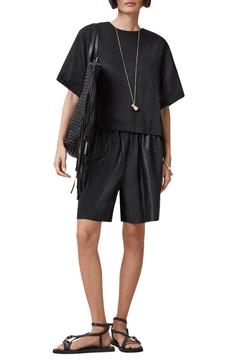 AllSaints Lottie Linen & Silk Crop T-Shirt, Alternate, color, 