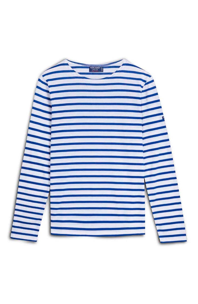 Saint James MINQUIDAME - Breton Striped Shirt with Long Sleeve, Alternate, color, White/Royal Blue