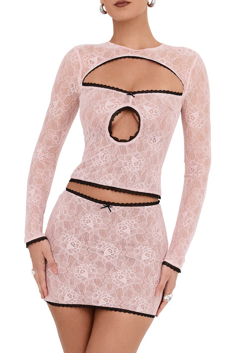 Peony Cutout Lace Crop Top, Alternate, color, PEONY