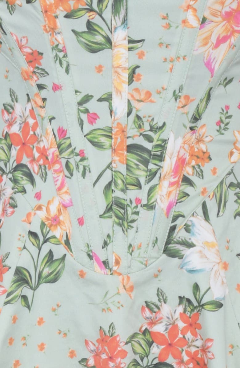 HOUSE OF CB Saira Floral Lace-Up Corset Cocktail Dress, Alternate, color,