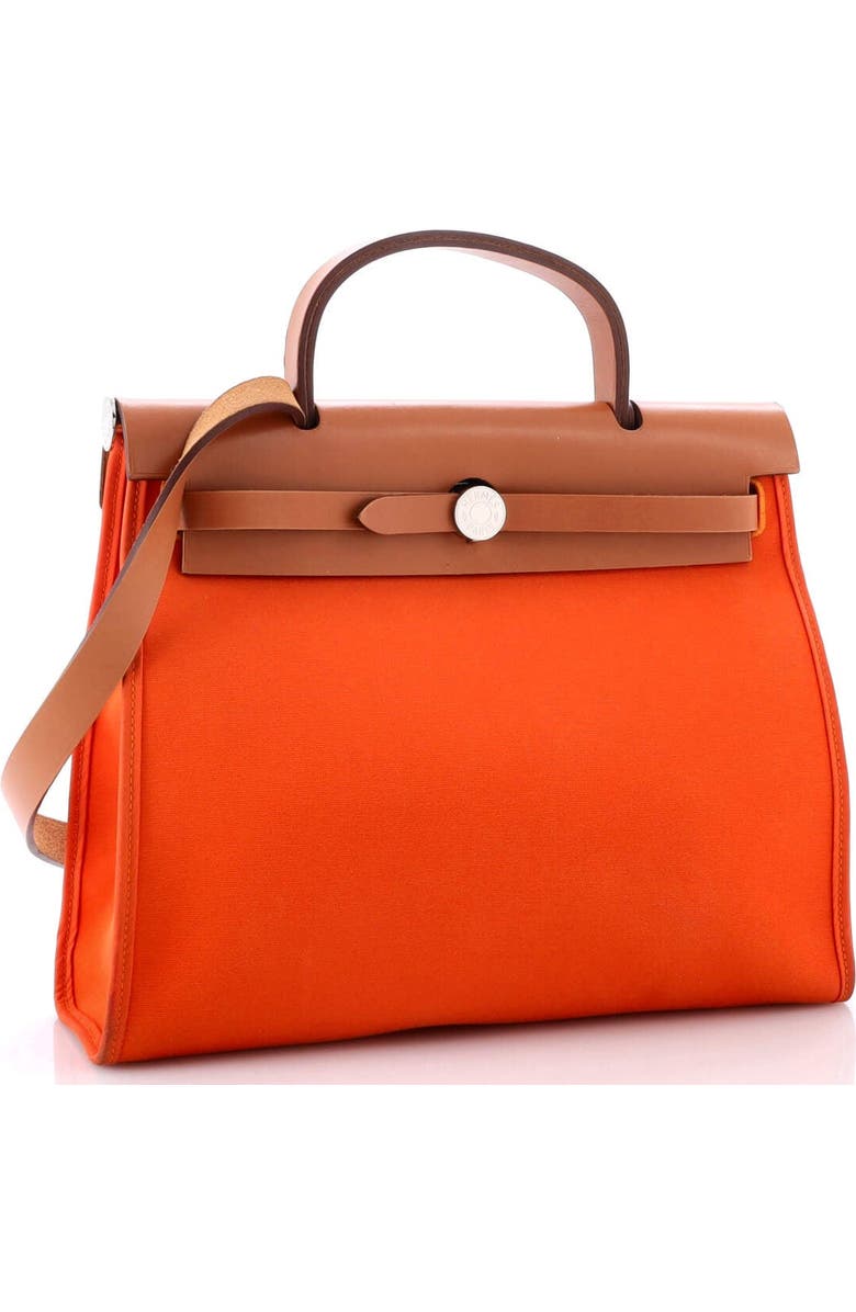 Pre-Owned Hermes Herbag Zip Leather and Toile 31, Alternate, color, Feu