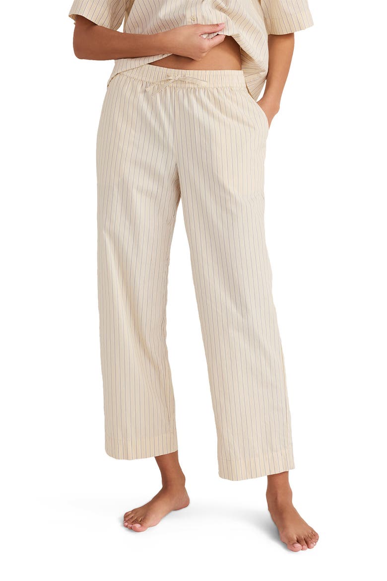 Organic Cotton Poplin Stripe Pajama Pants, Main, color, Hedges Stripe Corn Stalk