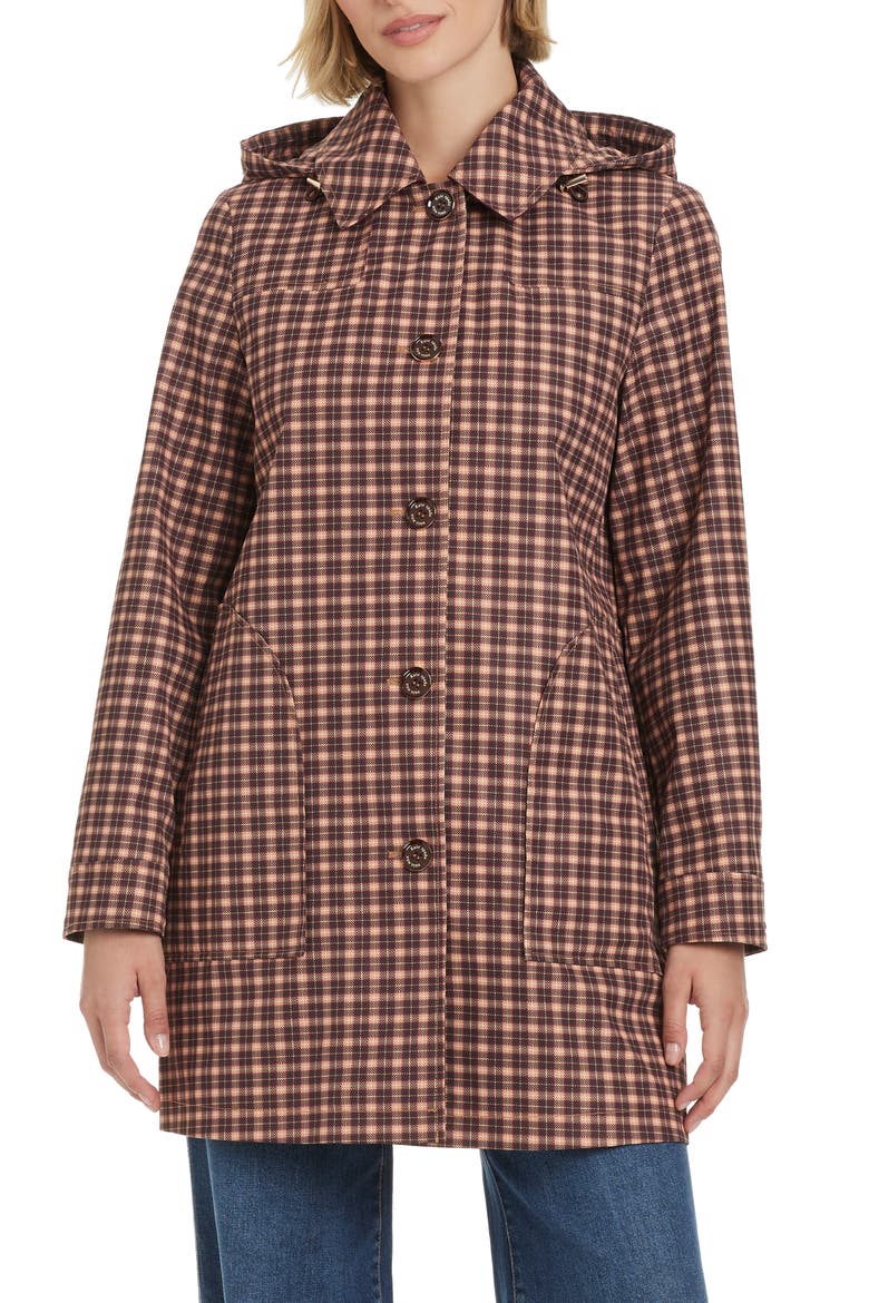 Water Resistant Coat with Removable Hood, Main, color, MINI AUTUMN PLAID