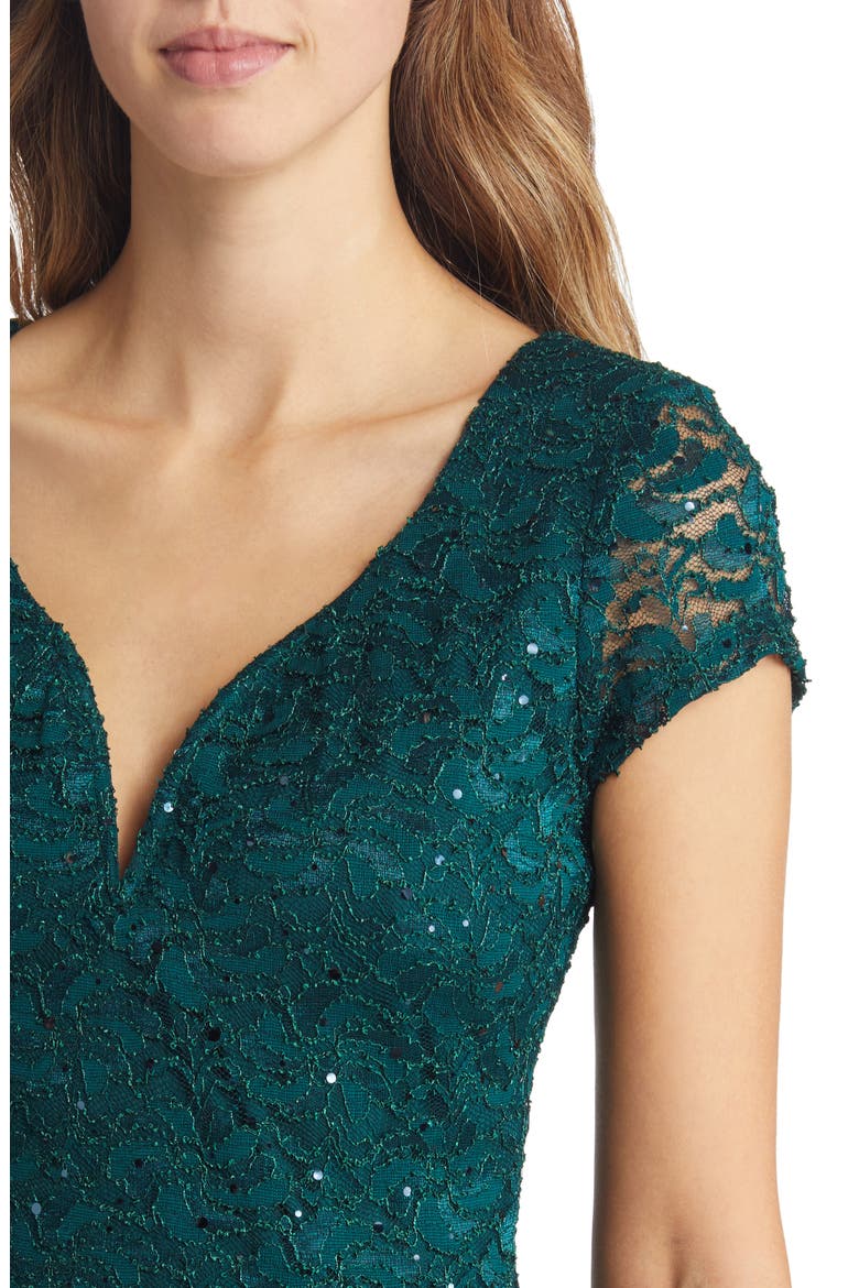 Sweetheart Neck Sequin Lace Cocktail Dress, Alternate, color, HUNTER