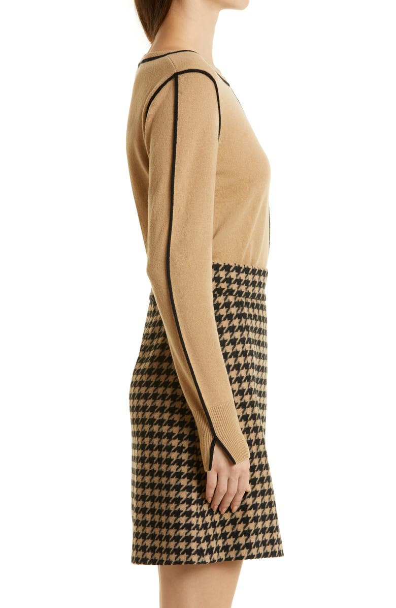 BOSS Vatwea Houndstooth Wool Blend A-Line Skirt, Alternate, color,