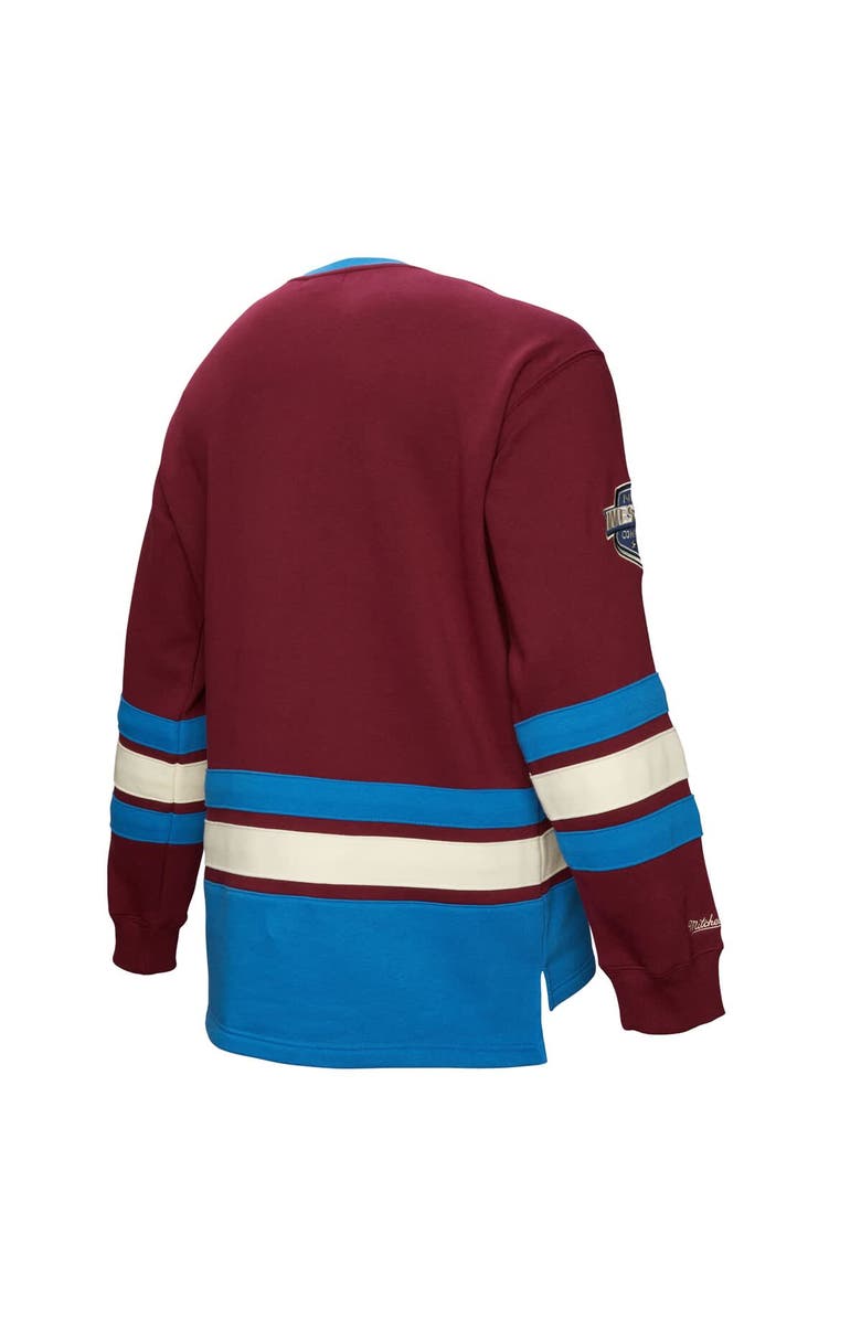 Mitchell & Ness Men's Burgundy Colorado Avalanche Heritage Lace-Up Pullover Sweatshirt, Alternate, color, Burgundy