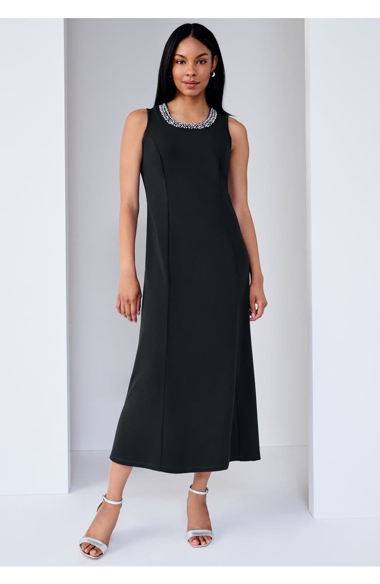 Jessica London 2-Piece Beaded Jacket Dress, Alternate, color, Black Beaded Neck