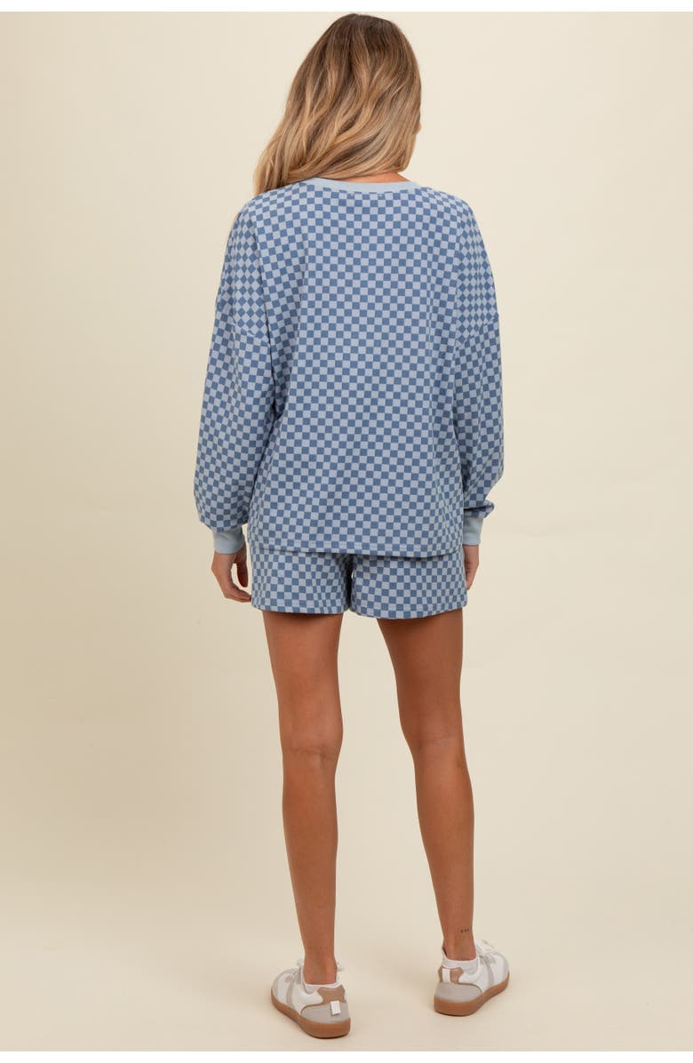 PinkBlush Checkered Plaid Pullover Shorts Set, Alternate, color, Blue