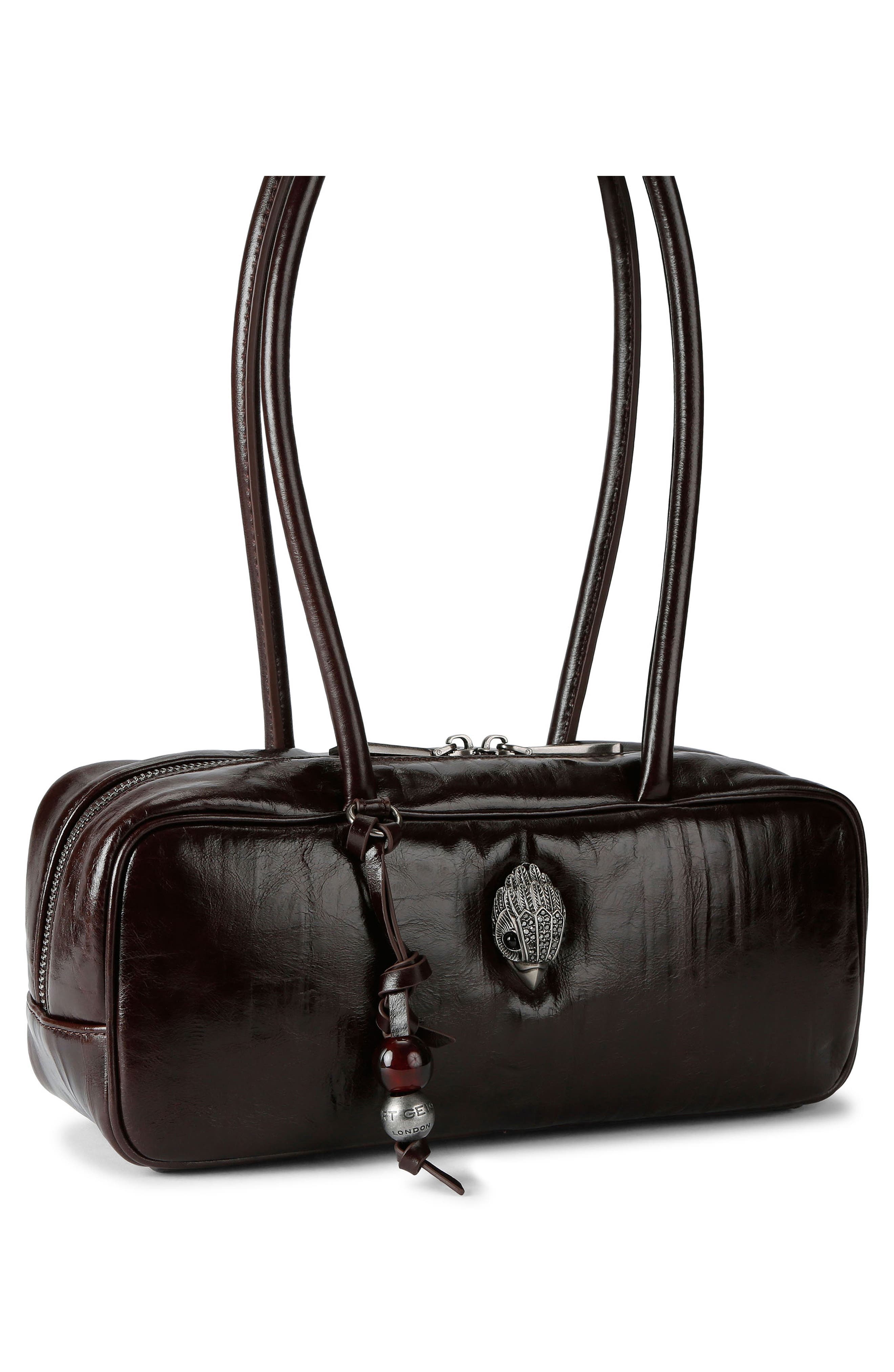Small Celia Leather Duffle Bag, Alternate, color, DARK BROWN