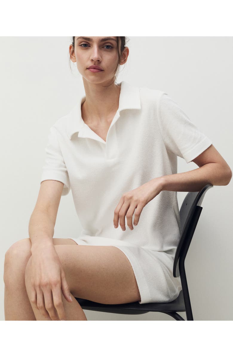 MANGO Terry Cloth Polo Nightgown, Alternate, color, White