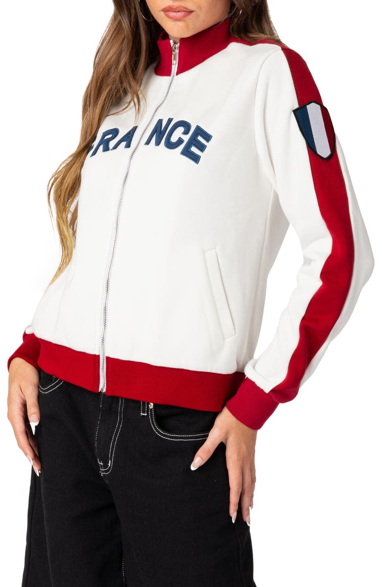 EDIKTED France Zip Cotton Blend Fleece Jacket, Alternate, color, 