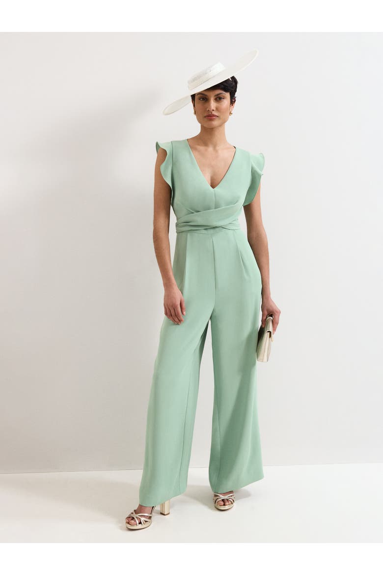 Ayla V-Neck Wide Leg Jumpsuit, Main, color, Green