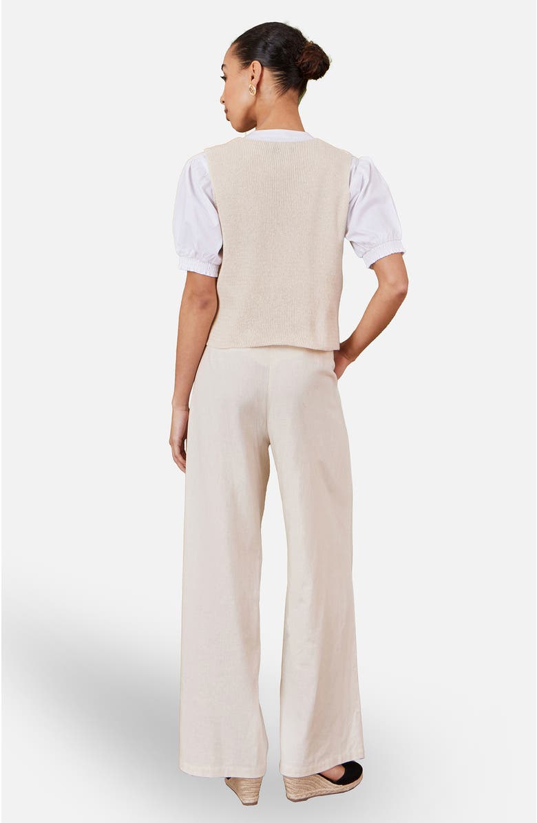 Yumi Embroidered Tie Front Waistcoat, Alternate, color, Beige