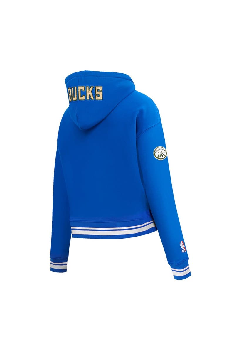 PRO STANDARD Men's Pro Standard Blue Milwaukee Bucks 2024/25 City Edition Chenille Applique Cropped Pullover Hoodie, Alternate, color, 