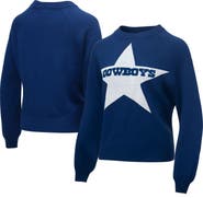 LAUREN JAMES Women's Lauren James Navy Dallas Cowboys Wordmark Star Raglan Pullover Sweater