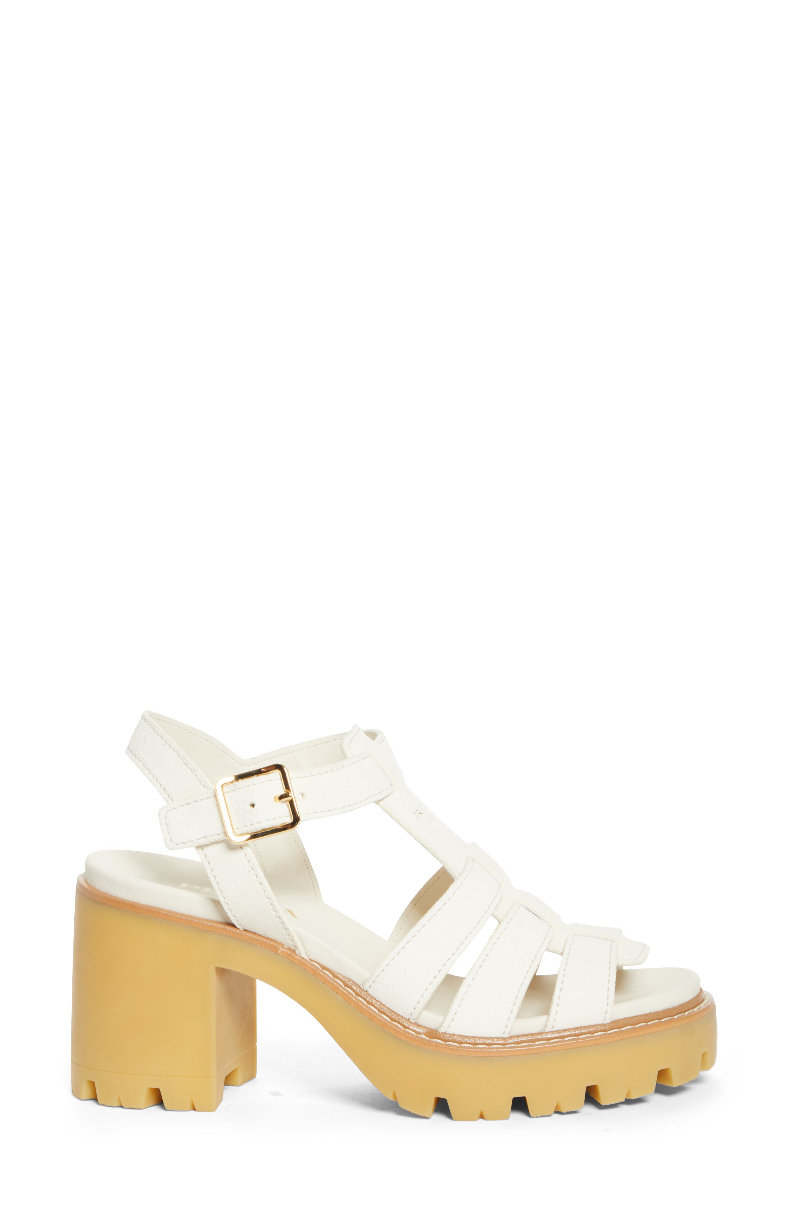 Prada Stride Platform Sandal, Alternate, color, Avorio