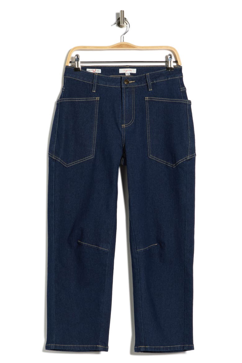 Patch Pocket Crop Barrel Leg Jeans, Alternate, color, RINSE
