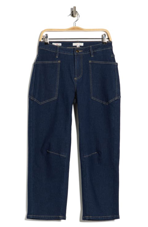 Patch Pocket Crop Barrel Leg Jeans