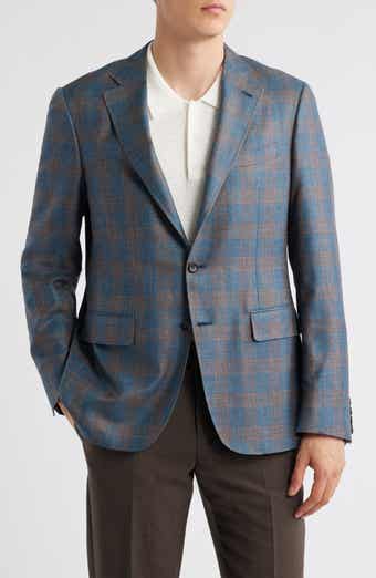 Canali Kei Trim Fit Plaid Wool Sport Coat