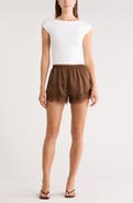 Leith Lace Trim Satin Shorts