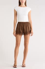 Leith Lace Trim Satin Shorts