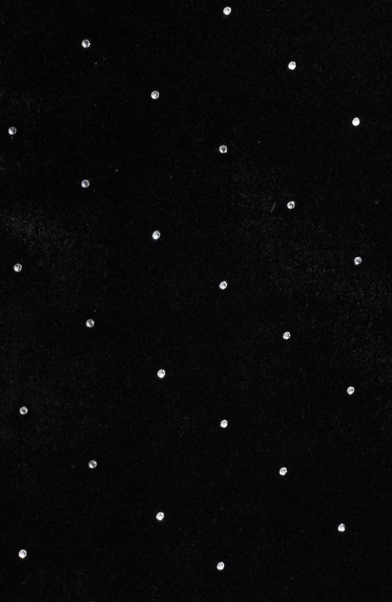 LoveShackFancy Kathy Bow & Rhinestone Halter Velvet Minidress, Alternate, color, Black