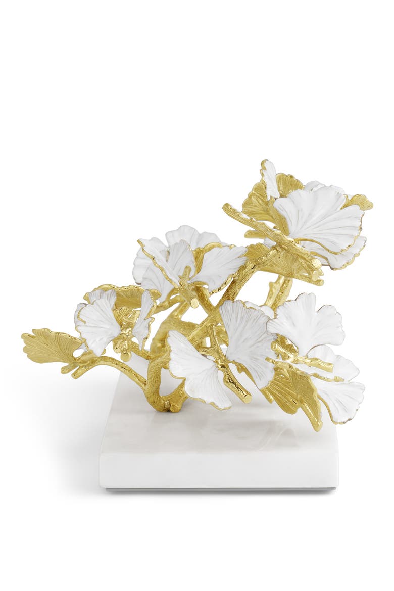 Butterfly Ginkgo Sculpture, Alternate, color, WHITE/ GOLD