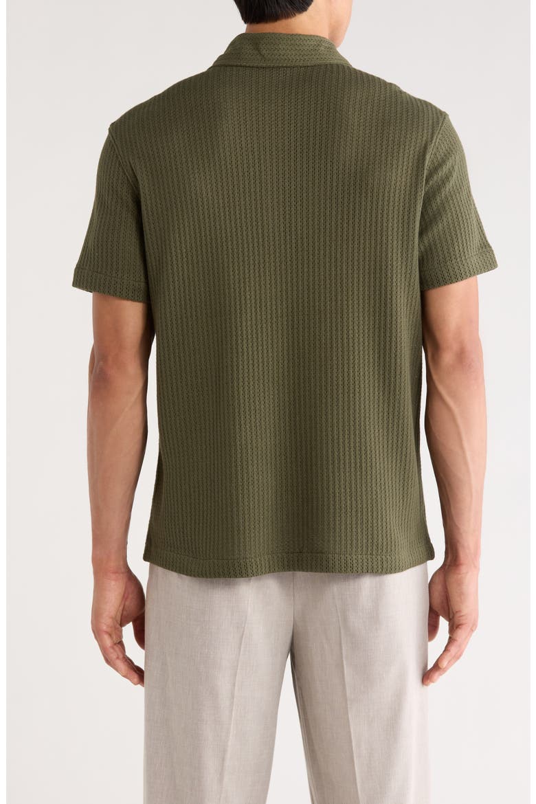 Cotton Blend Pointelle Button-Up Shirt, Alternate, color, COULTER GREEN