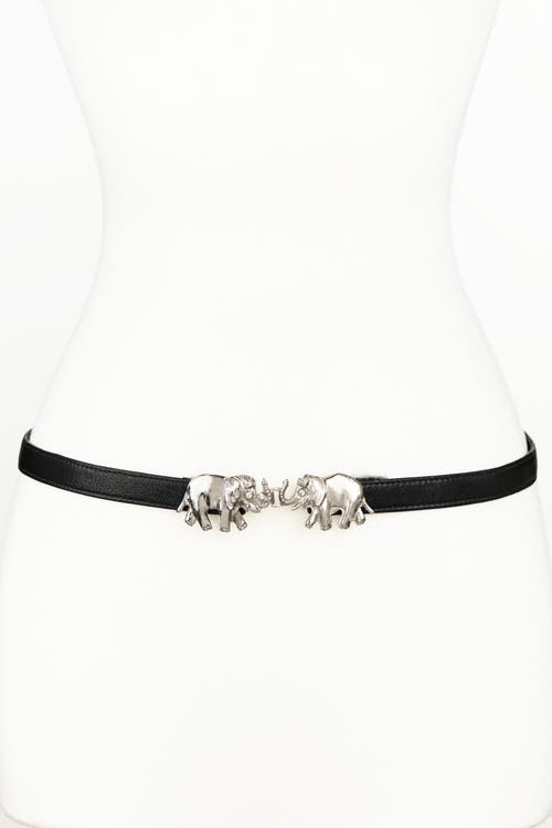 Raina Belts Elephant Clasp Leather Belt In Black