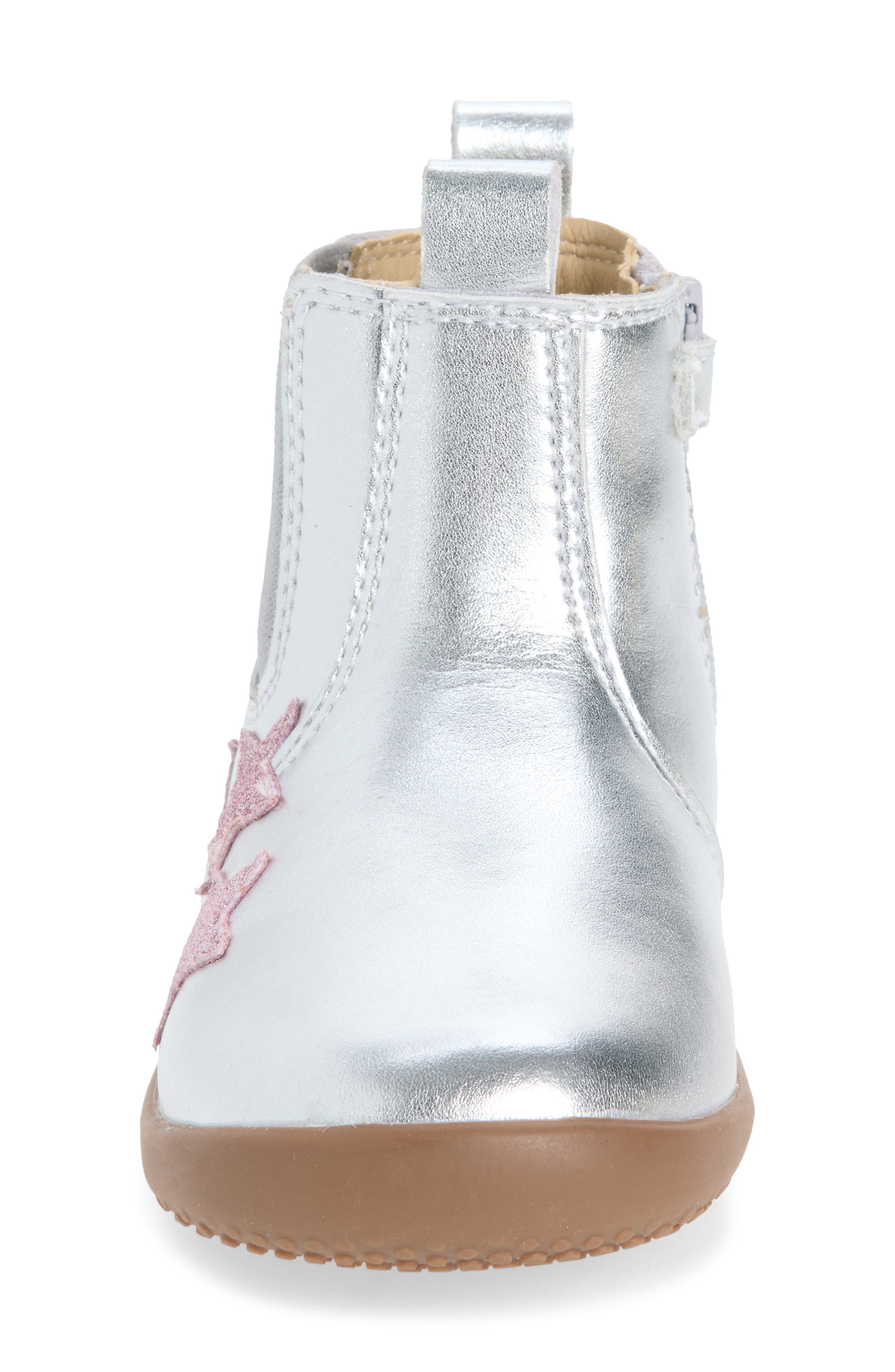Kids' Podium Leather Boot, Alternate, color, SILVER / GLAM PINK