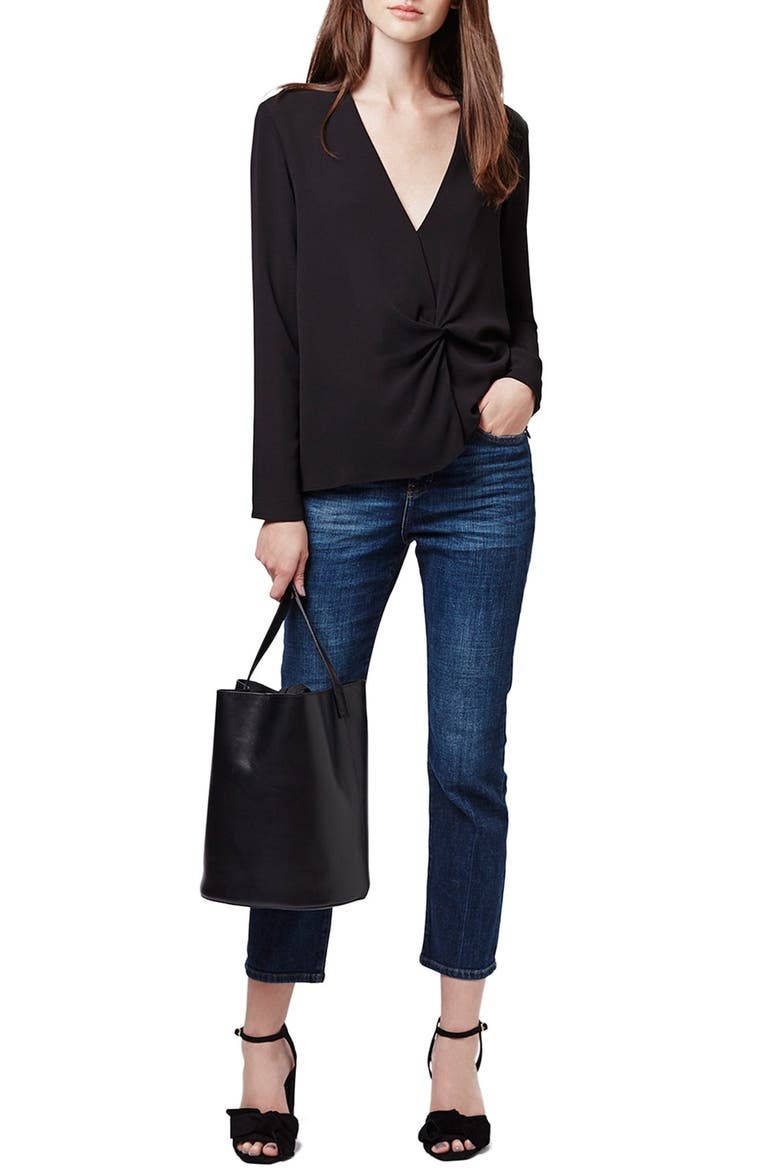 Twist Front Blouse, Alternate, color, BLACK