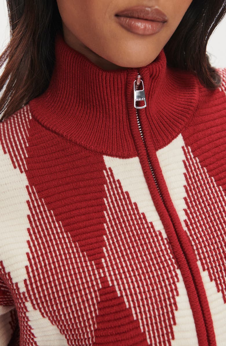 Varley Karina Argyle Jacquard Knit Cardigan, Alternate, color, Red Dahlia