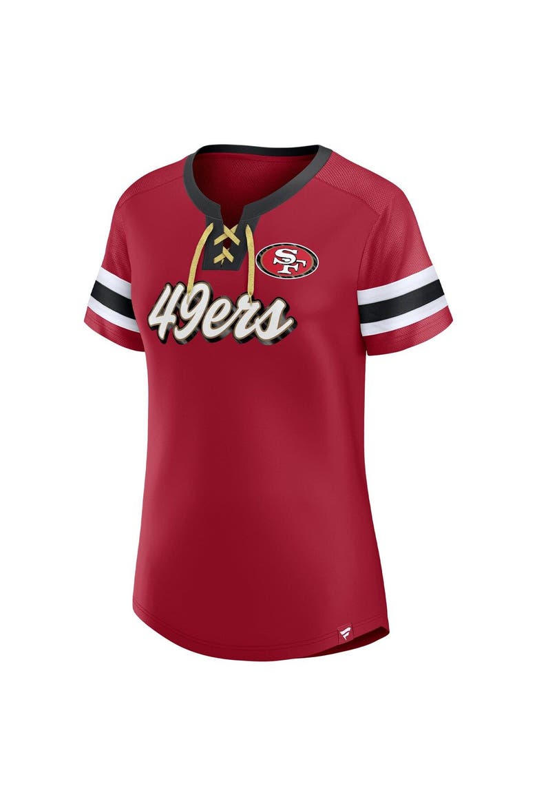 Women's Fanatics Branded Scarlet San Francisco 49ers Plus Size Original State Lace-Up T-Shirt, Alternate, color, Scarlet