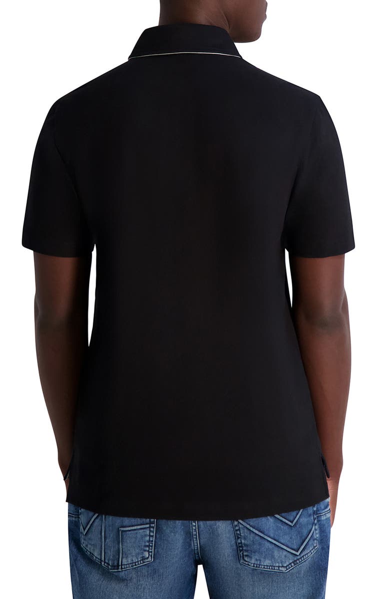 KARL LAGERFELD PARIS Logo Chest Stretch Cotton Polo, Alternate, color, Black