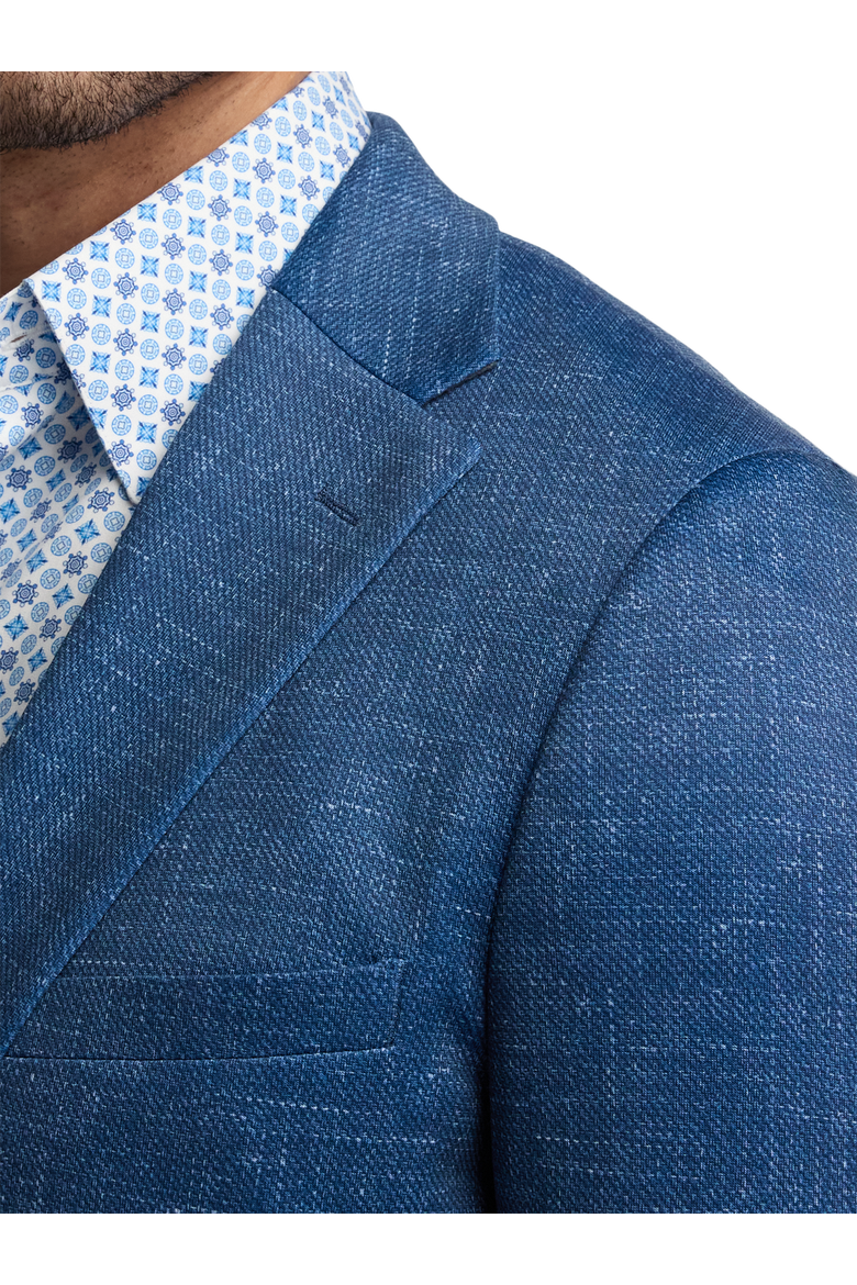 Cotton Blend Single Breasted Notch Lapel Knit Sport Coat, Alternate, color, Blue