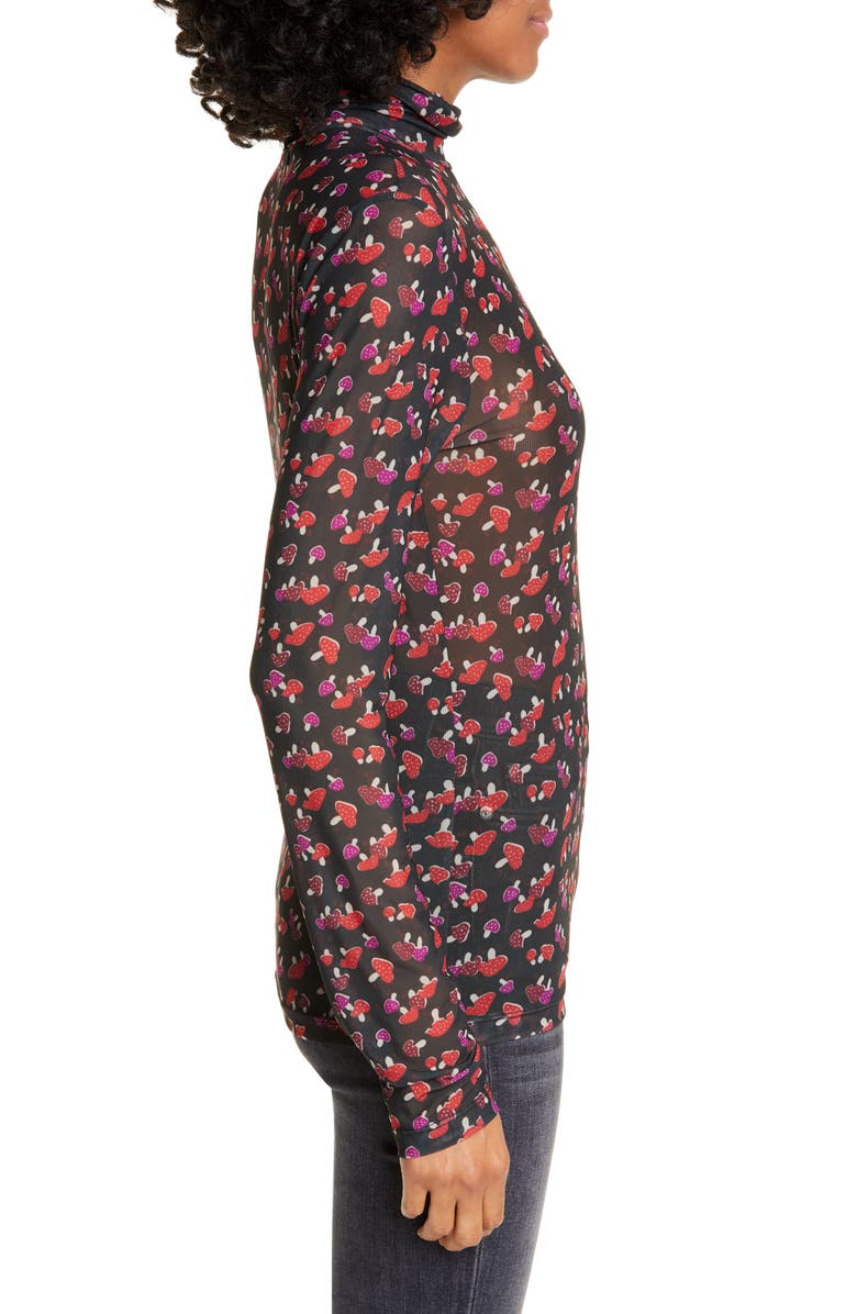 STAUD Helvin Mushroom Print Turtleneck Top, Alternate, color, 