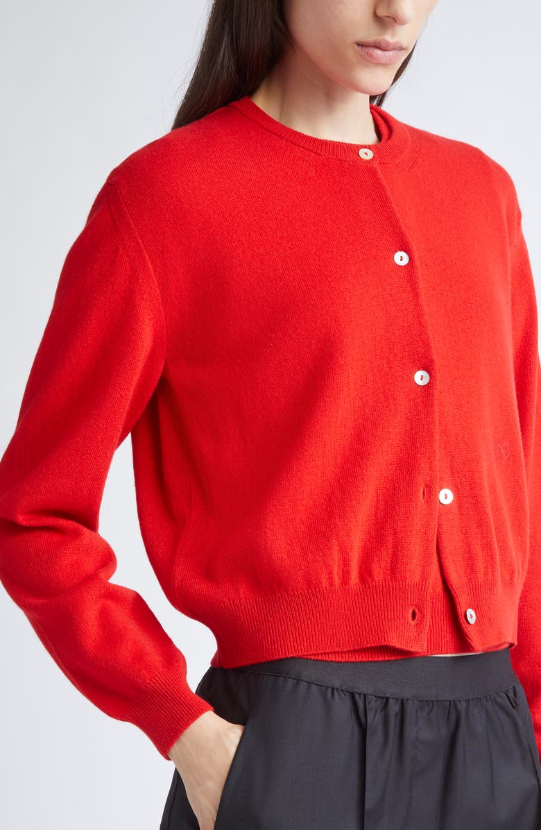 NACKIYÈ Seashell Cashmere Cardigan, Alternate, color, Rouge
