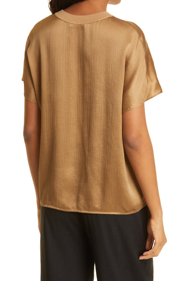Vince Flutter Sleeve Silk Top, Alternate, color, Almond