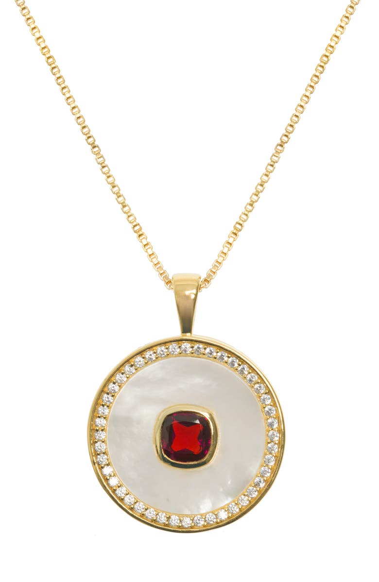 Freya Rose Ruby Mother Of Pearl Necklace, Main, color, Ruby