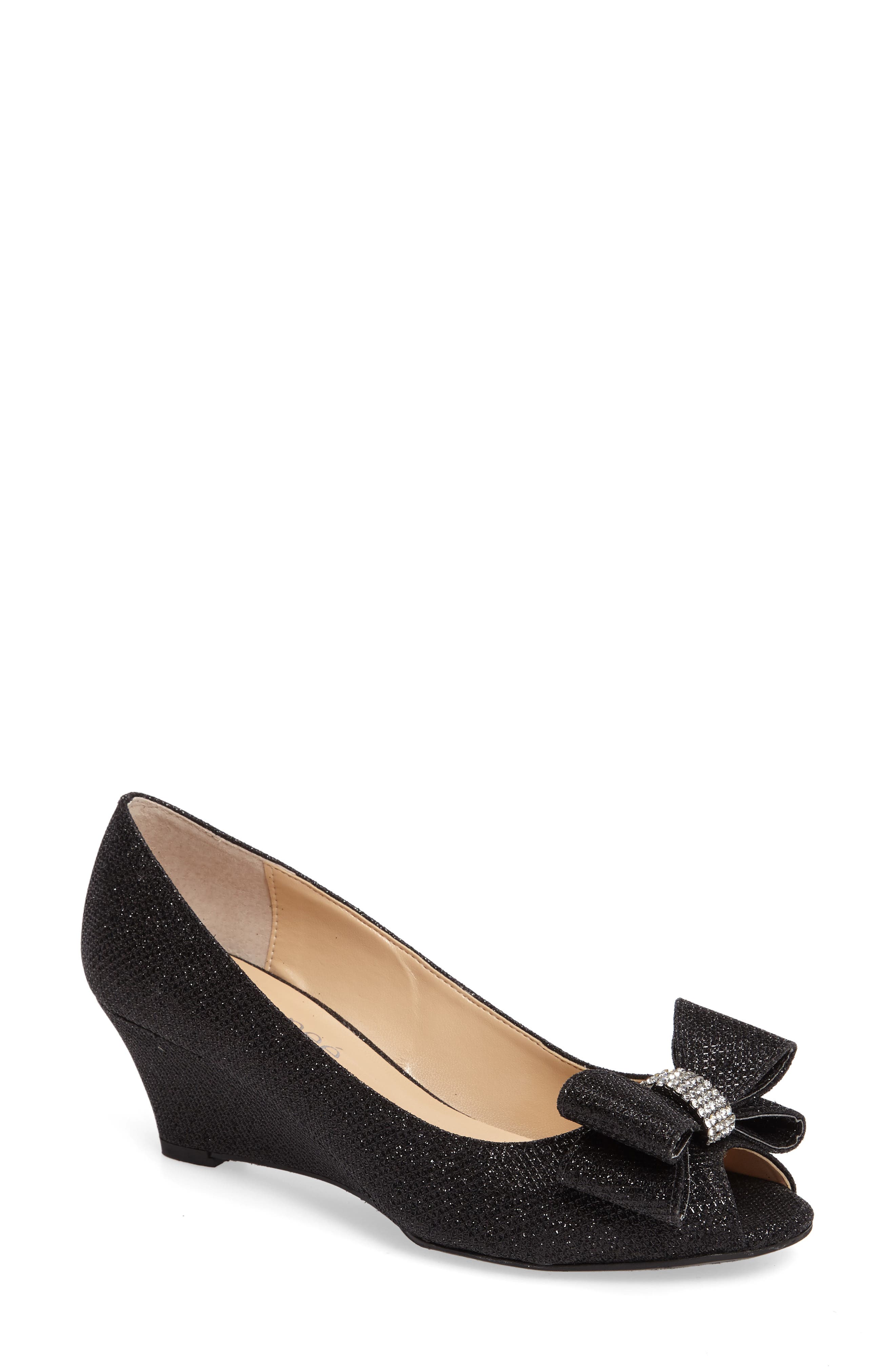 J. Reneé 'Blare' Bow Wedge Peep Toe Pump, Main, color, 