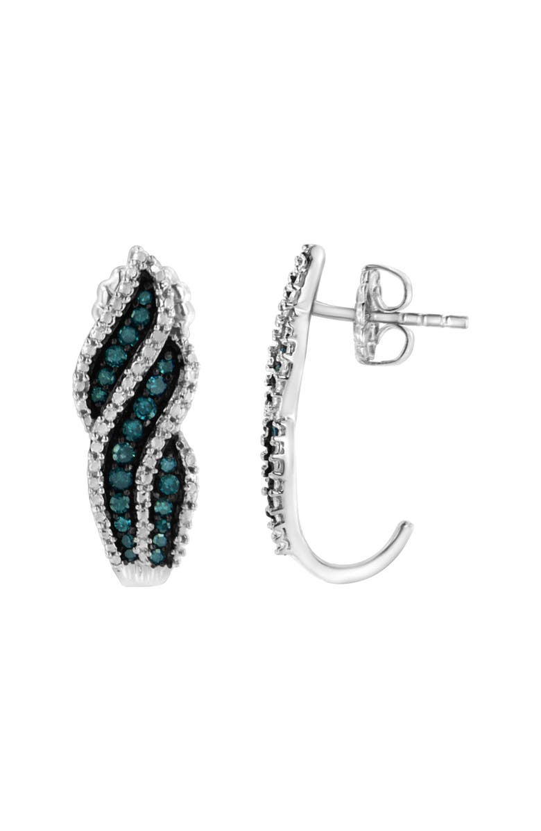 Haus of Brilliance Sterling Silver .5 ct. TDW Treated Blue Diamond Dangling Stud Earrings, Alternate, color, White