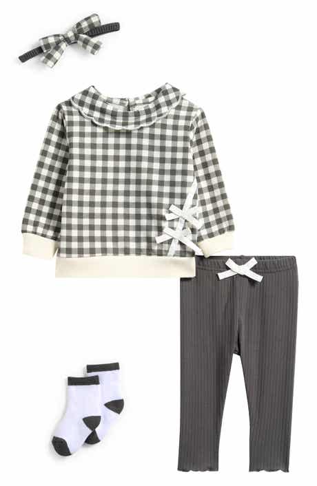 PL Baby by Petit Lem Long Sleeve Top, Leggings, Headband & Socks Set