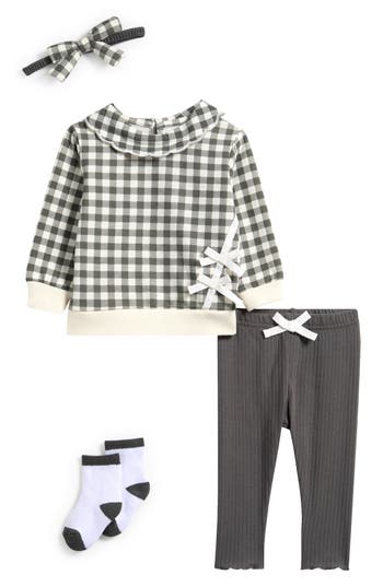 Pl Baby By Petit Lem Long Sleeve Top, Leggings, Headband & Socks Set In Multi