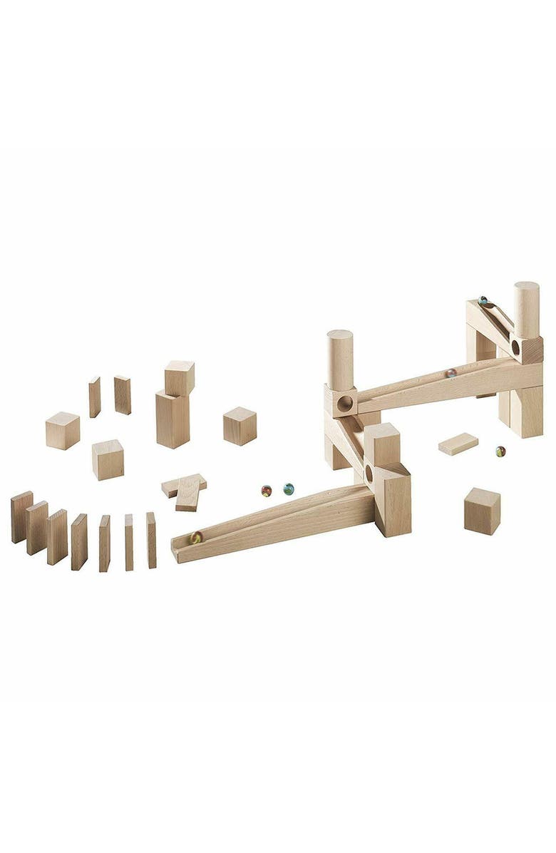 HABA Wooden Marble Run Ball Track Building Set for 3-10 Year Olds, STEM Toy with 44-Piece Wooden Track and Marbles, Montessori Toys for 3-5 Year Olds, Alternate, color, Multi