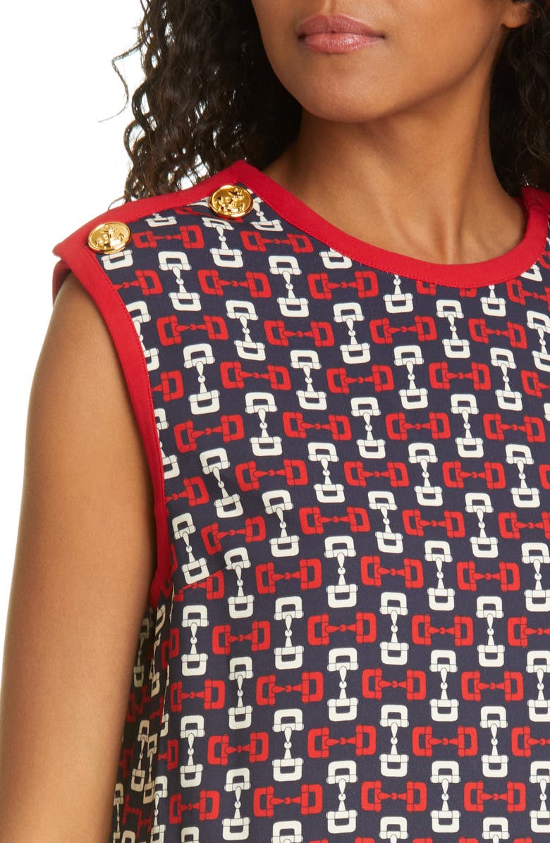 Gucci Horsebit Print Stretch Cady Shift Tunic Dress, Alternate, color,
