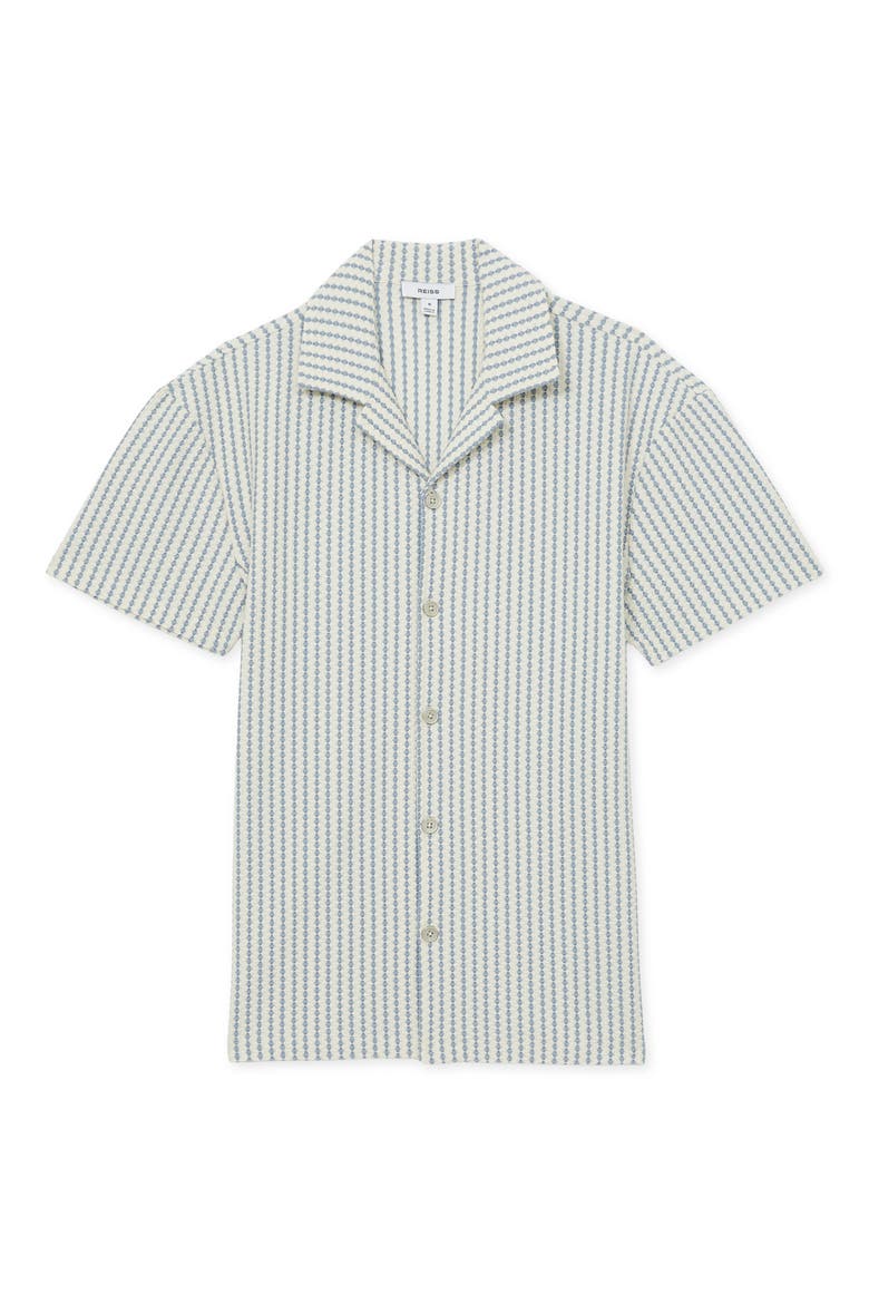 Tower Textured Stripe Camp Shirt, Alternate, color, WHITE/ SOFT BLUE