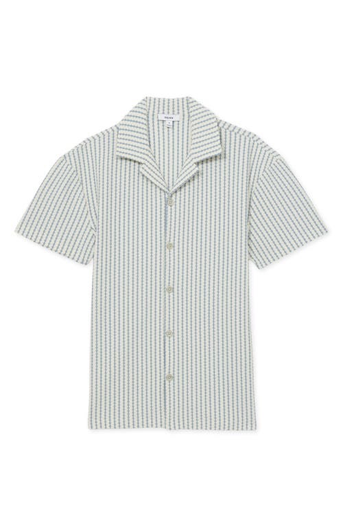 Reiss Tower Textured Stripe Camp Shirt In White/soft Blue