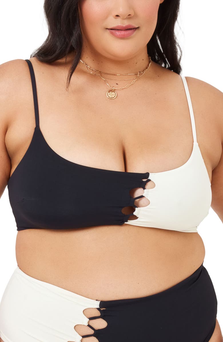 LSPACE Solstice Cutout Colorblock Bikini Top, Alternate, color,