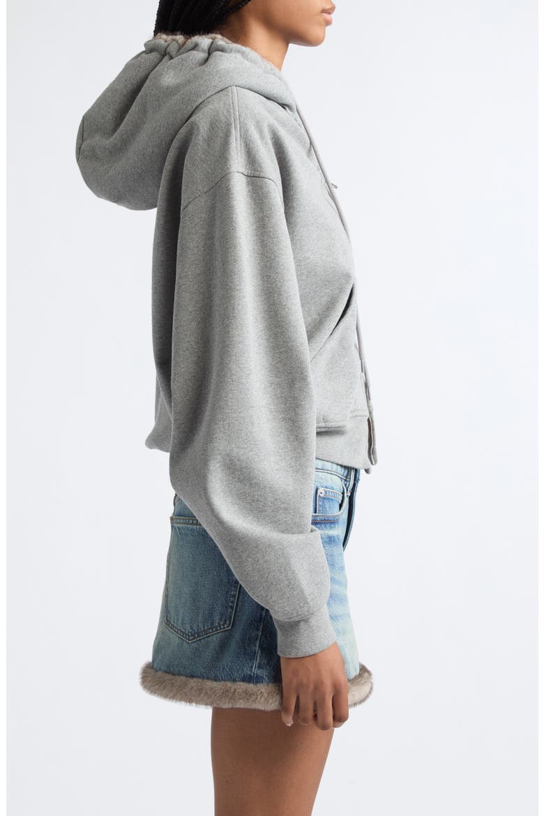 Faux Fur Hood Full Zip Hoodie, Alternate, color, ALLOY MELANGE