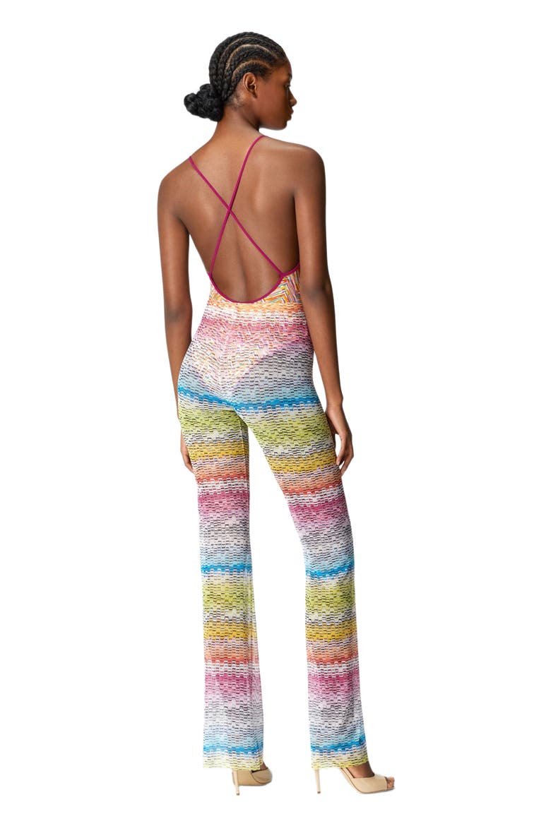 Straight Trousers In Printed Tulle, Alternate, color, Orange Multicoloured